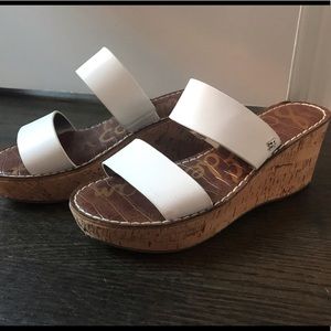7.5 SAM EDELMAN White + Cork Wedges